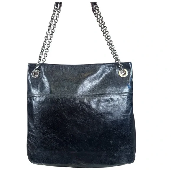 Coach Poppy EUC Slim Black Crackled Leather Convertible Bag - Picture 3 of 16